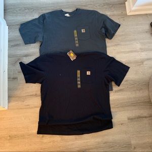 CARHARTT K87-NVY XLG TALL T-Shirt,Navy And Bluish Gray Lot Of 2 New With Tags